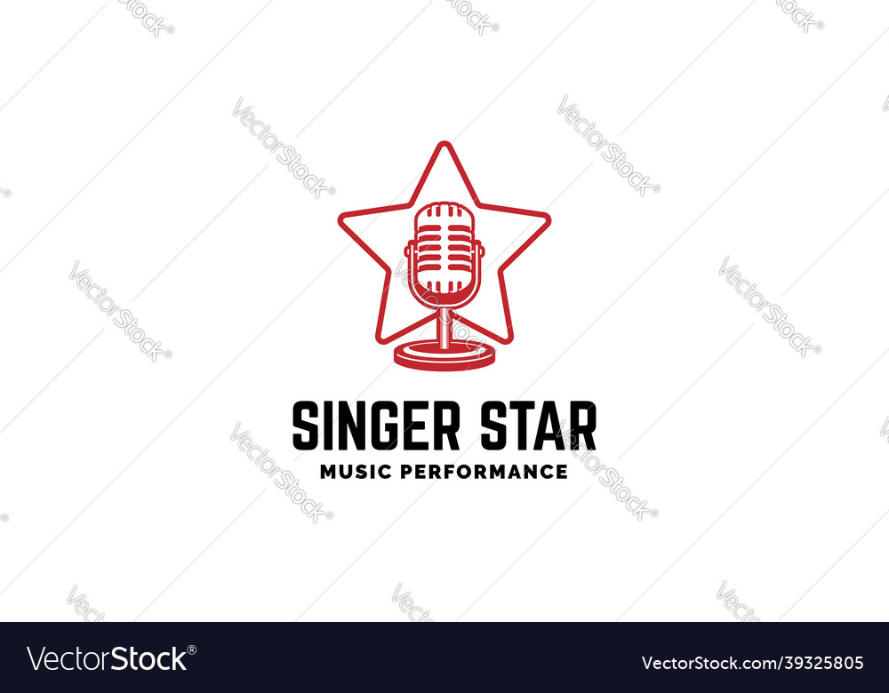 Singer star logo template microphone silhouette