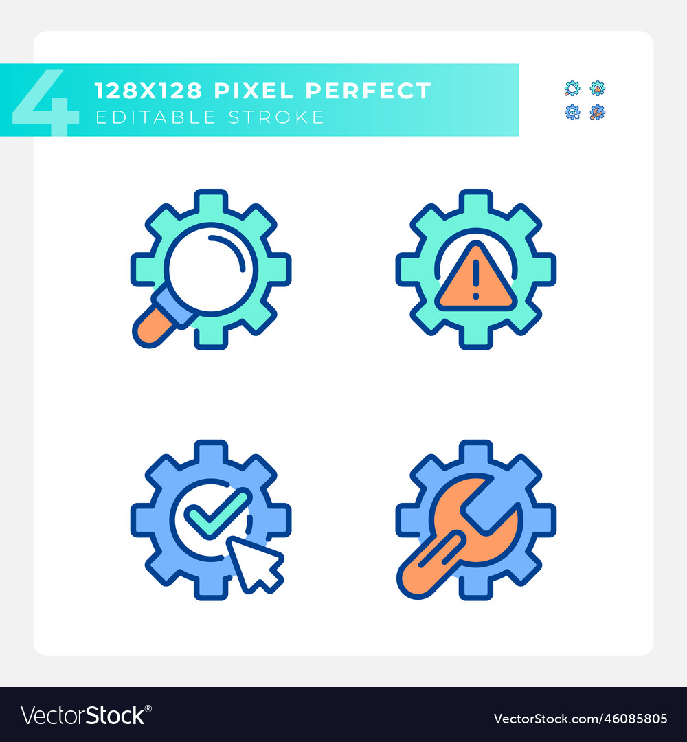 System changes pixel perfect rgb color icons set