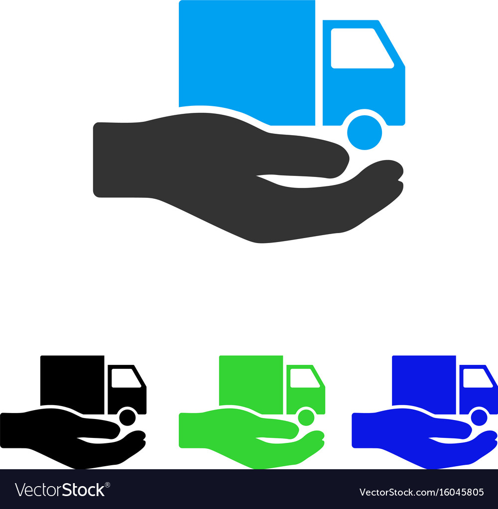 Van delivery service hand flat icon