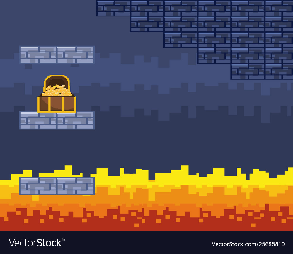 Arcade game world and pixel scene design