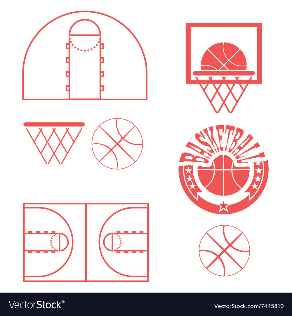 Basketball game objects icons