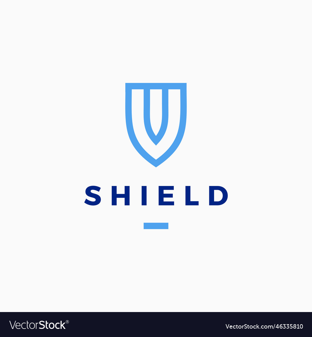 Blue shield protector security outline logo icon Vector Image