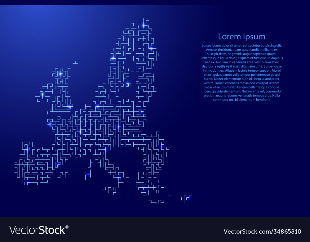 Europäische Union Karte von blauem Muster Labyrinth