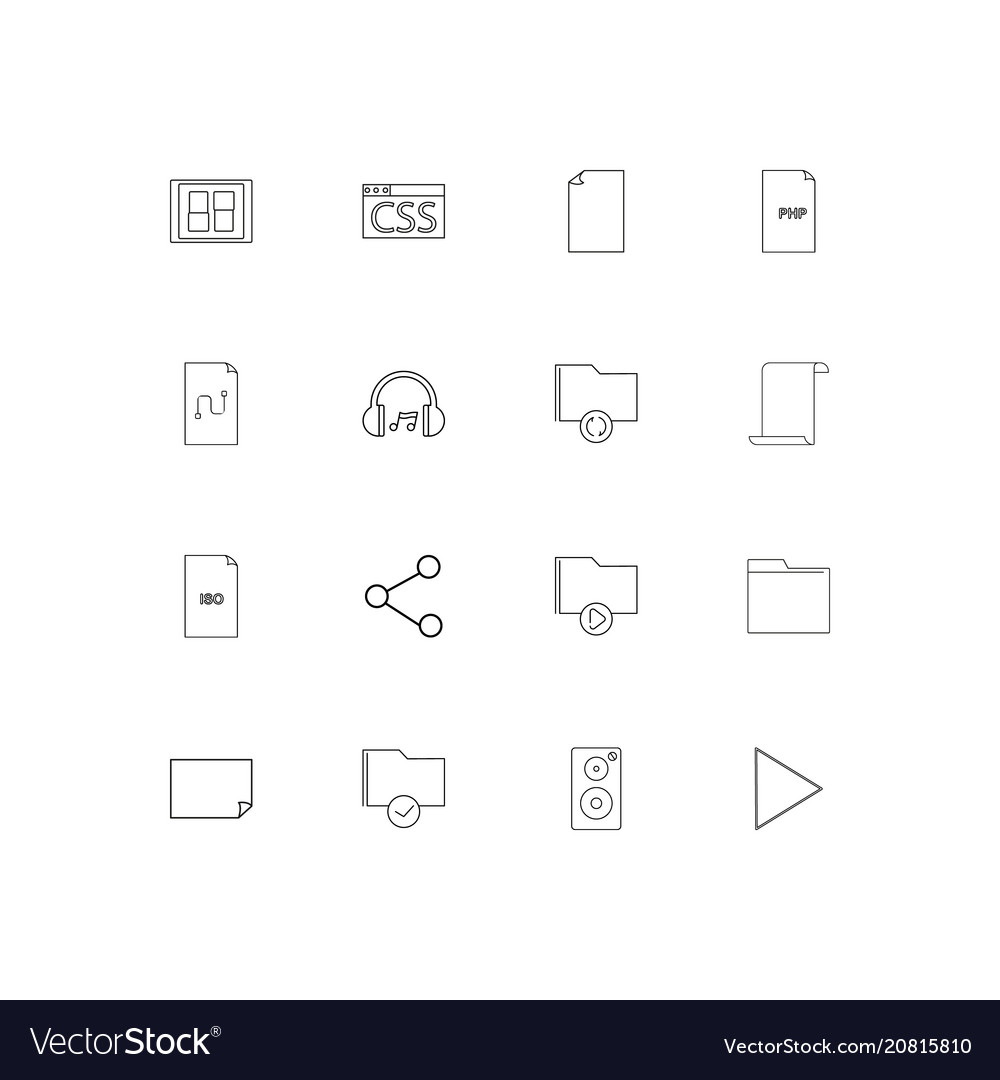 Files and folders sign linear thin icons set