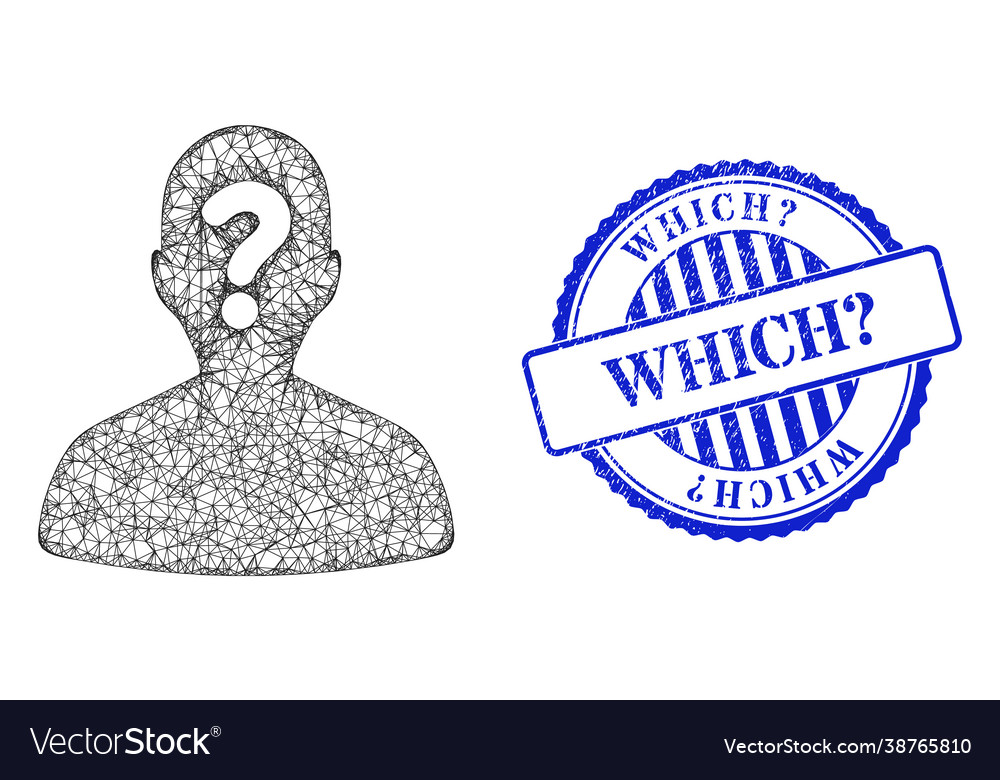 Grunge which query badge and network unknown body vector image Grunge which query badge and network unknown body