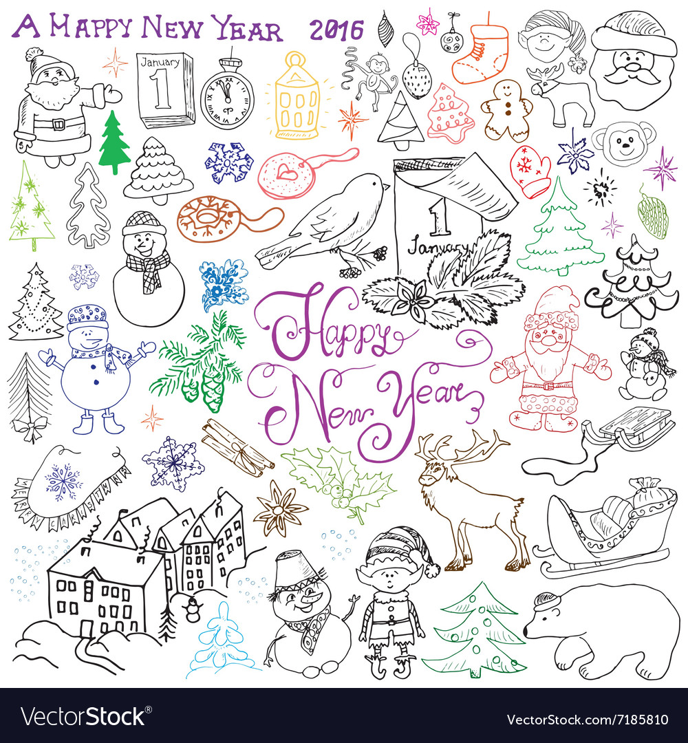 Merry Christmas Happy New Year Czech Language Doodle Greeting Card Stock  Photo by ©JulieVanhaber 361953080