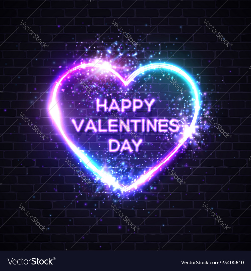 Happy valentines day background with neon text