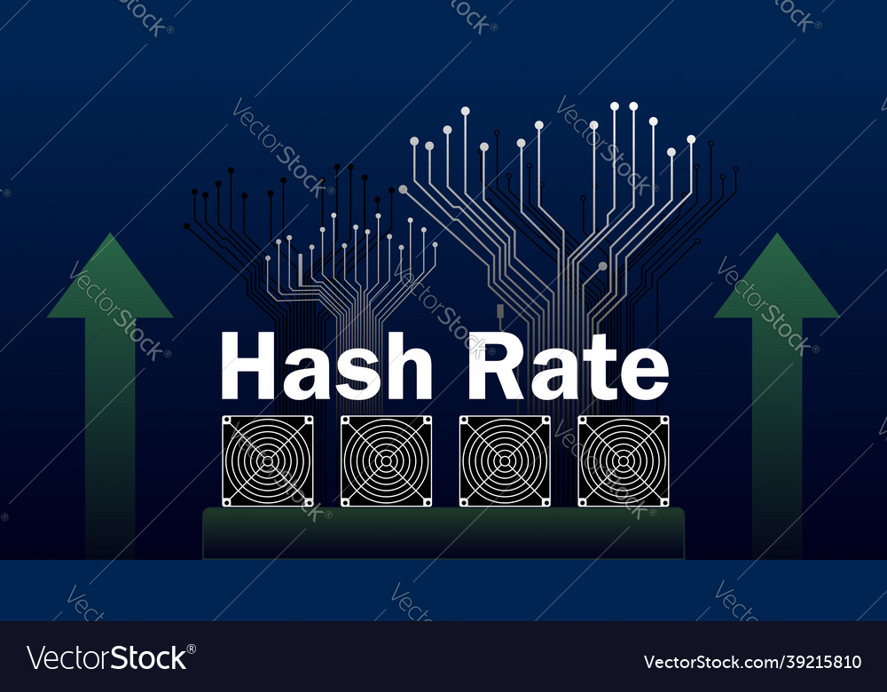 Hash rate of blockchain network increase Vector Image Hash rate of blockchain network increase