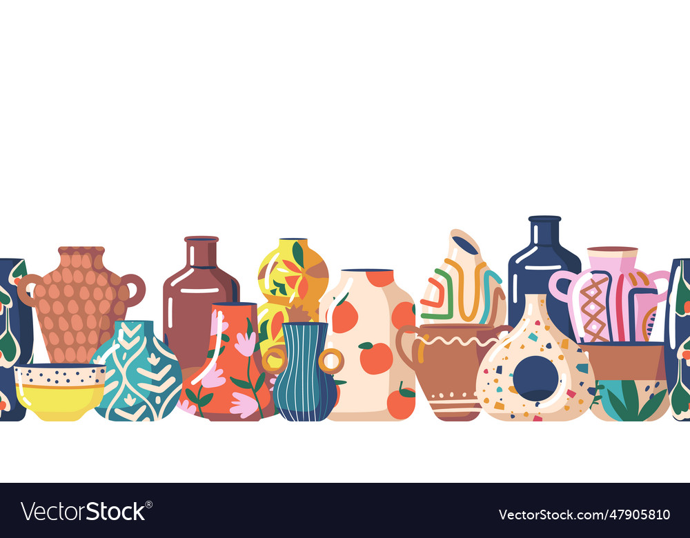 Intricate seamless pattern showcasing pots Vector Image