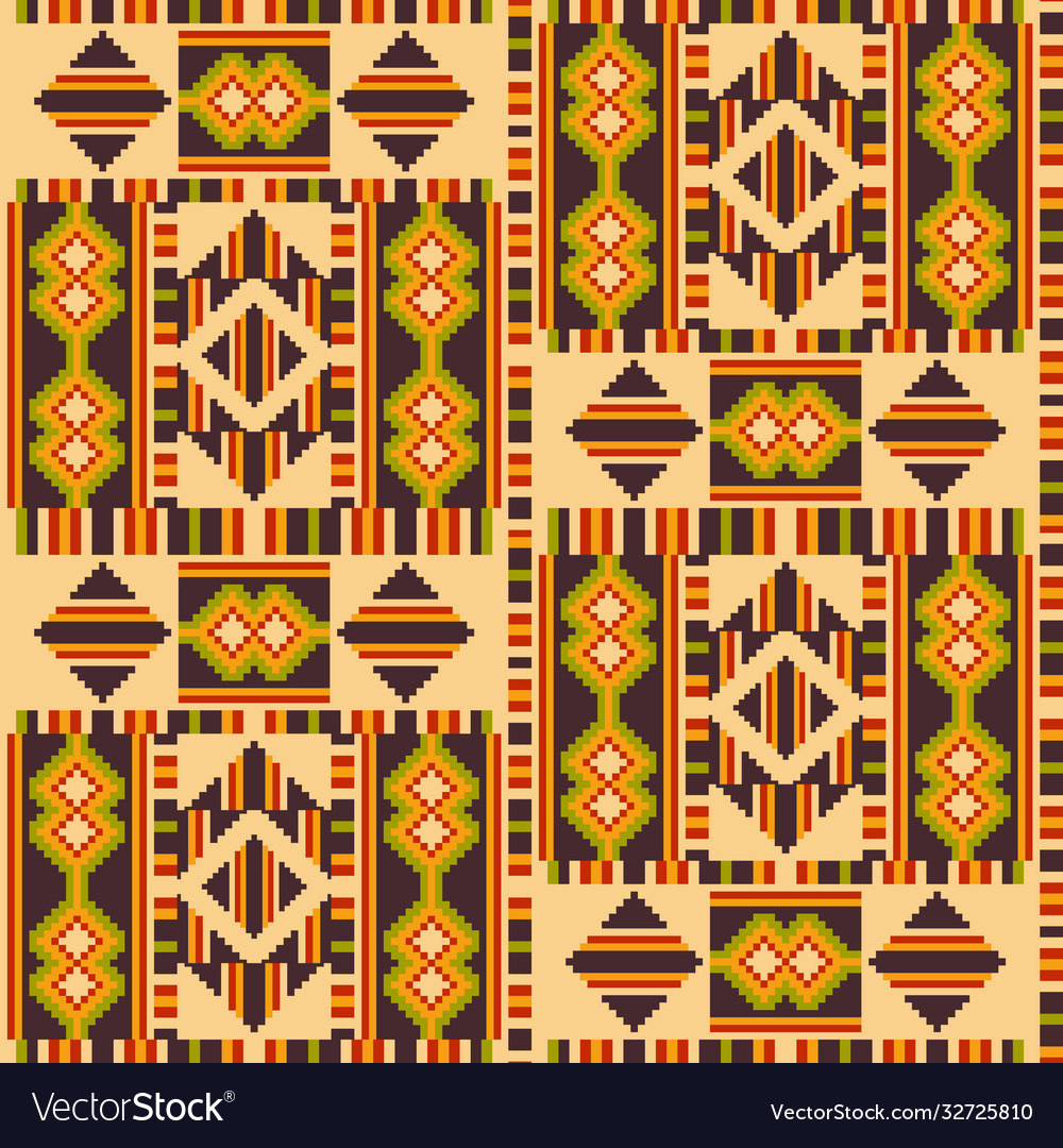 Kente cloth african textile ethnic seamless Vector Image