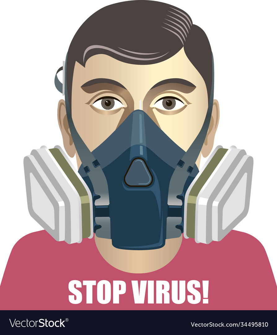 Man in a half respirator coronavirus prevention Vector Image