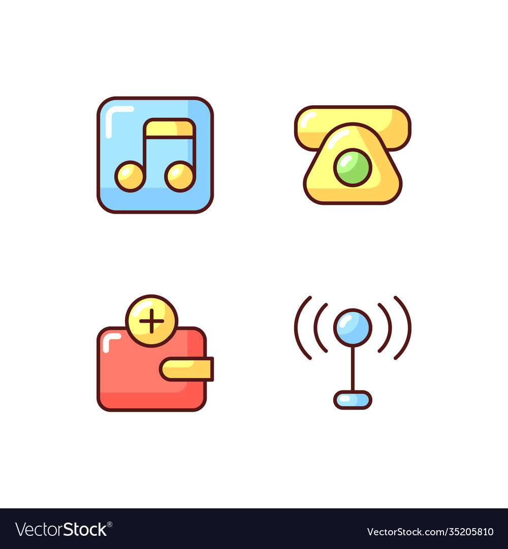 Mobile interface rgb color icons set vector image Mobile interface rgb color icons set