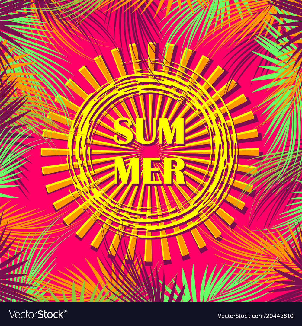 Palm tree branches on red background