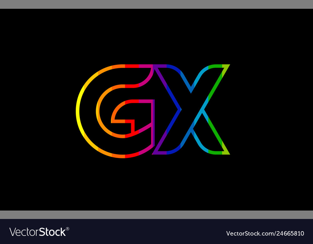 Rainbow color colored colorful alphabet letter gx