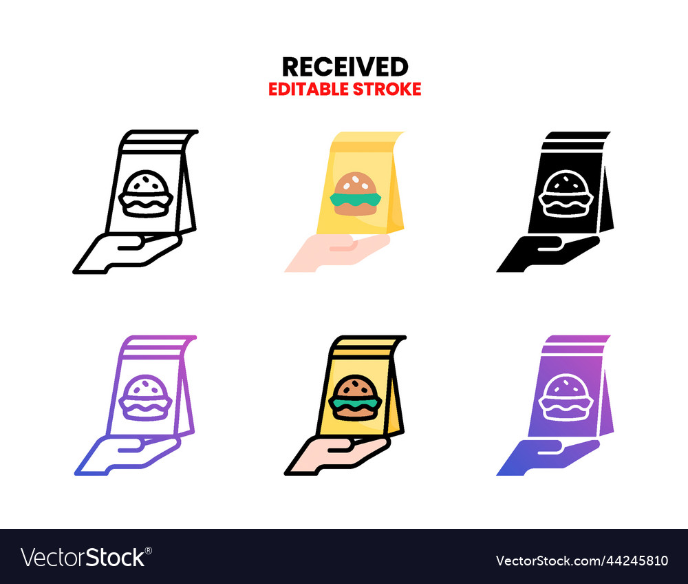 Receive food icon set with different styles vector image Receive food icon set with different styles