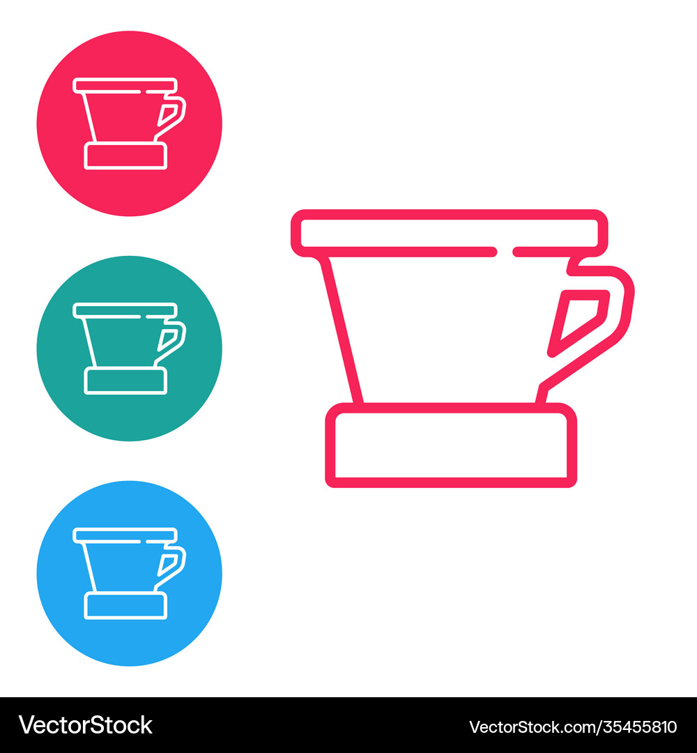 Red line v60 coffee maker icon isolated on white Vector Image