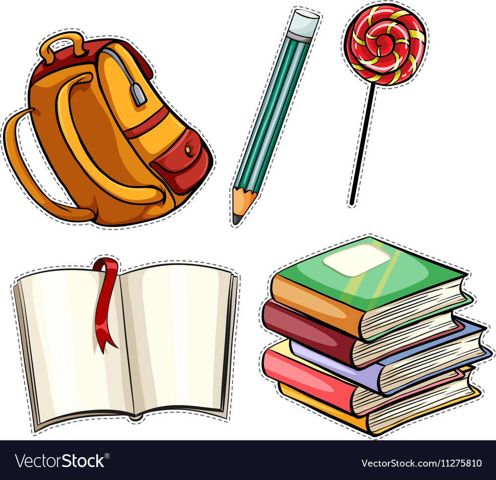 Sticker set with education objects