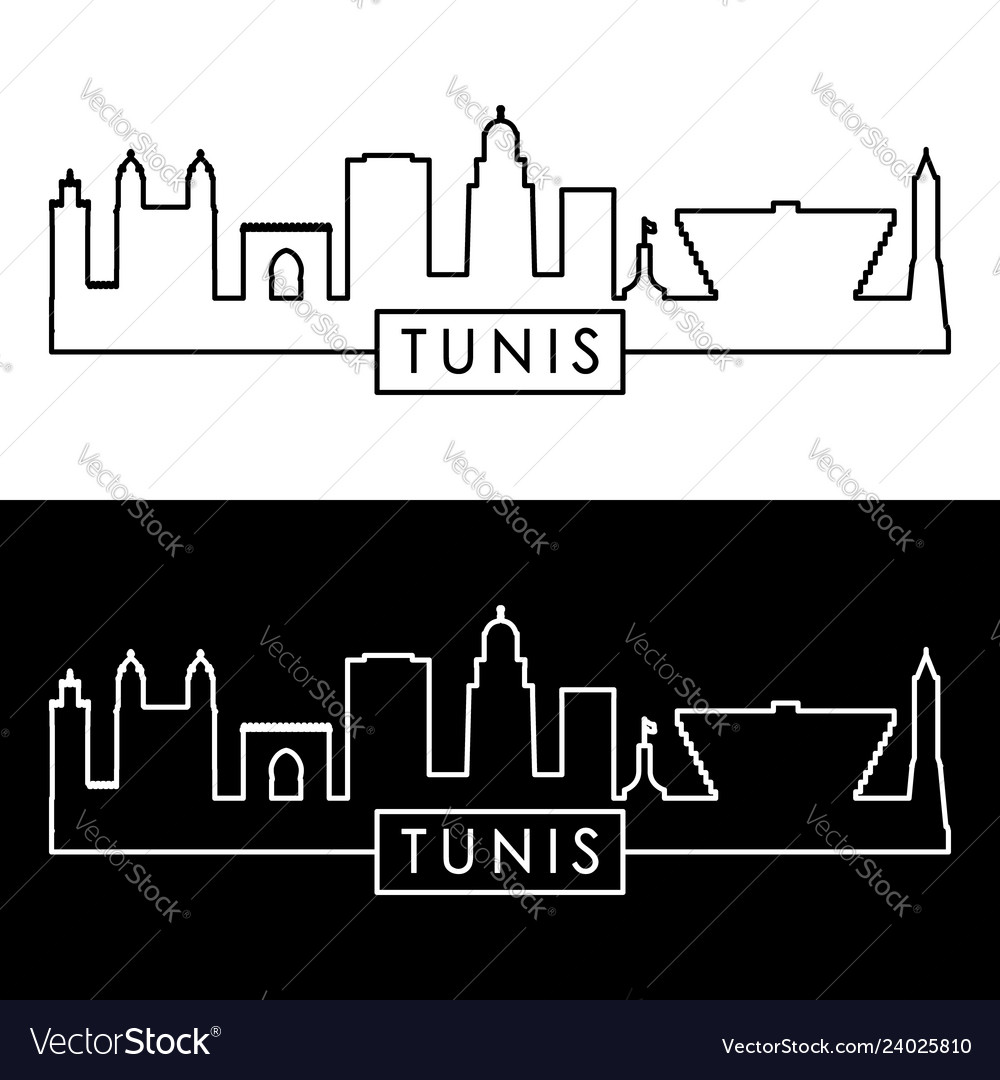 Tunis skyline linear style editable file