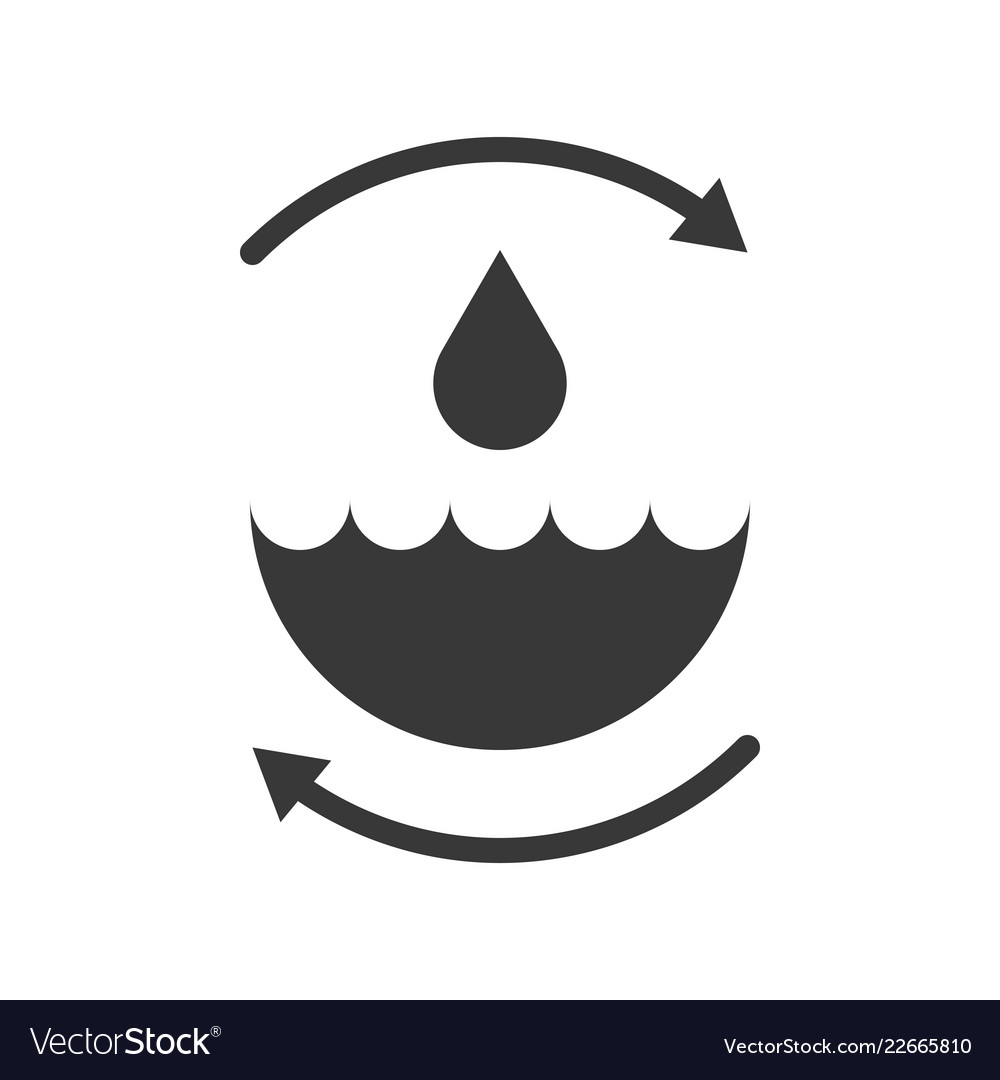 Water droplet and arrow save or recycle icon