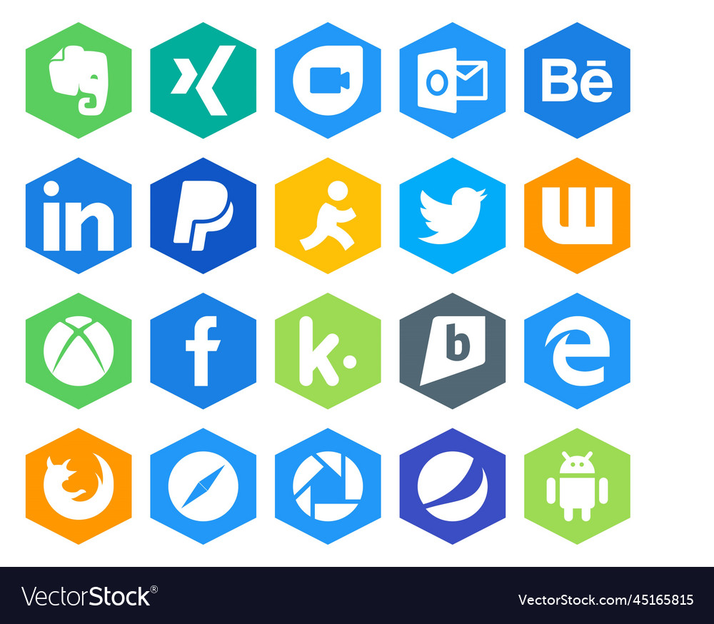 20 social media icon pack including browser edge