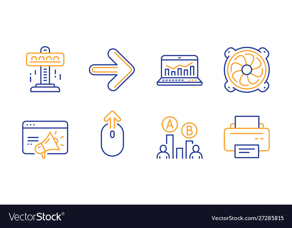 Attraction computer fan and web analytics icons vector image Attraction computer fan and web analytics icons