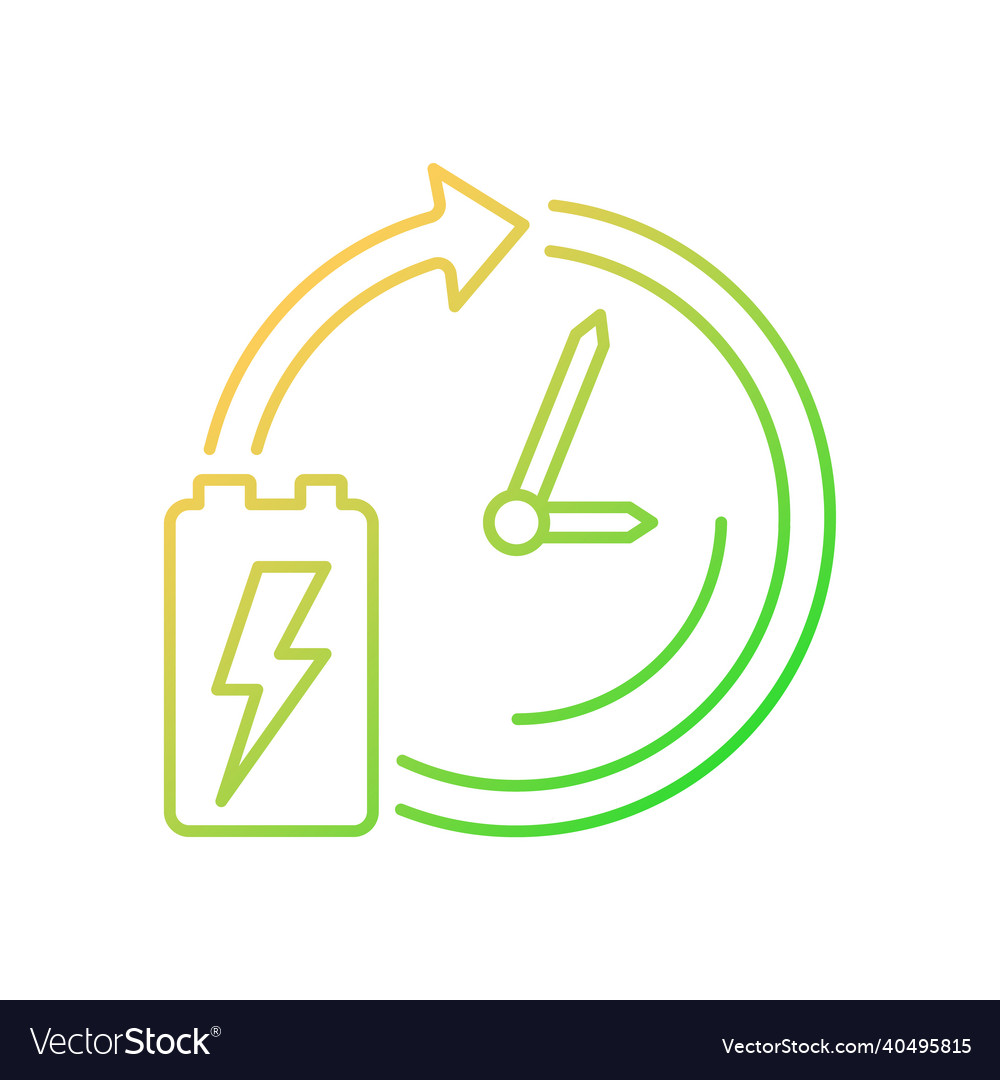 Battery lifetime gradient linear icon vector image Battery lifetime gradient linear icon