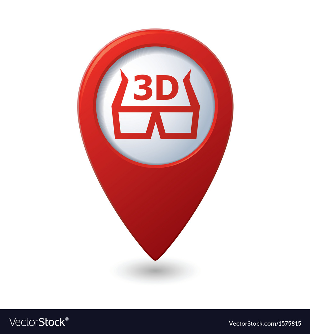 Cinema glasses 3d icon red map pointer