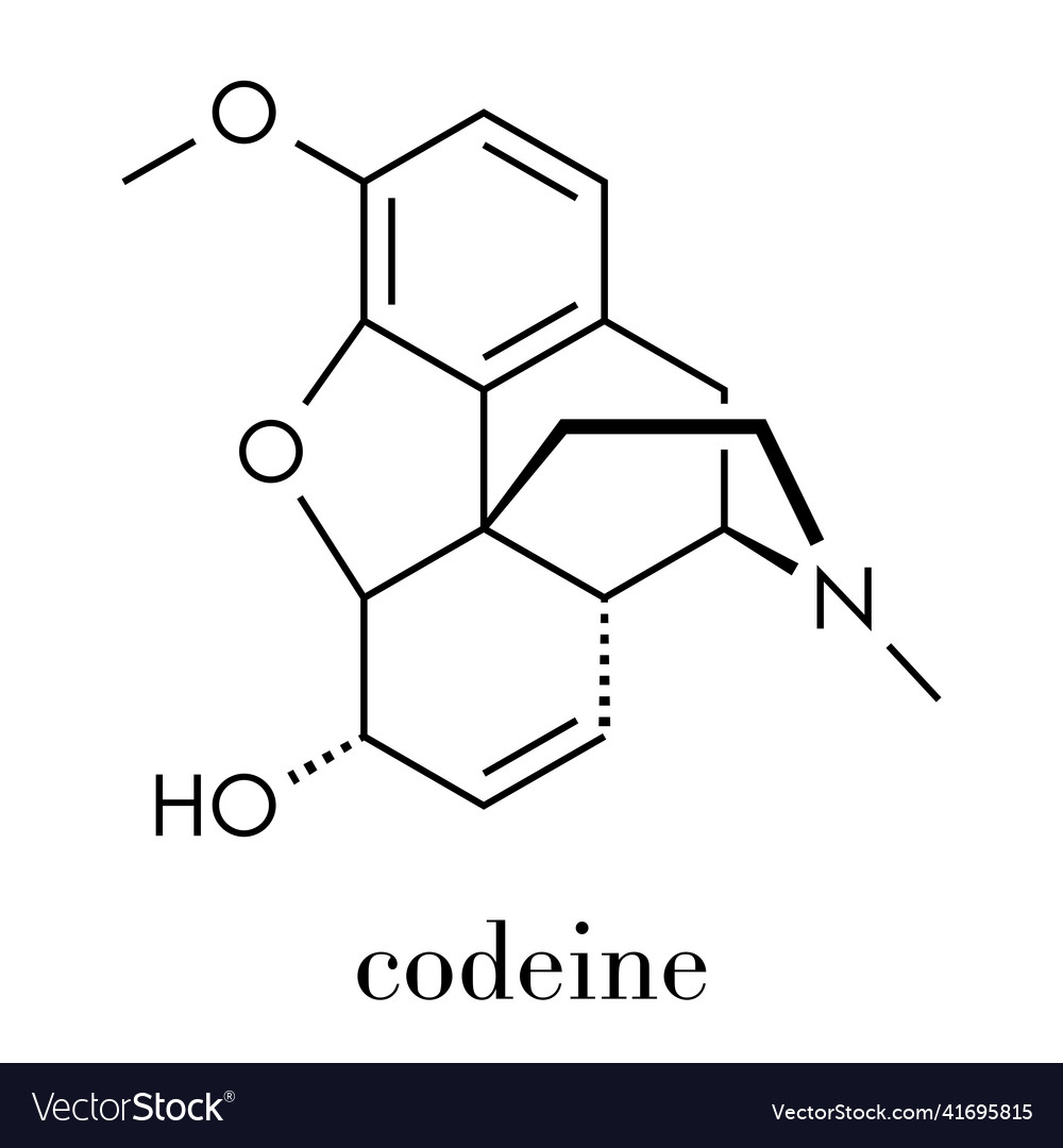 Codeine pain and cough relief drug molecule Vector Image