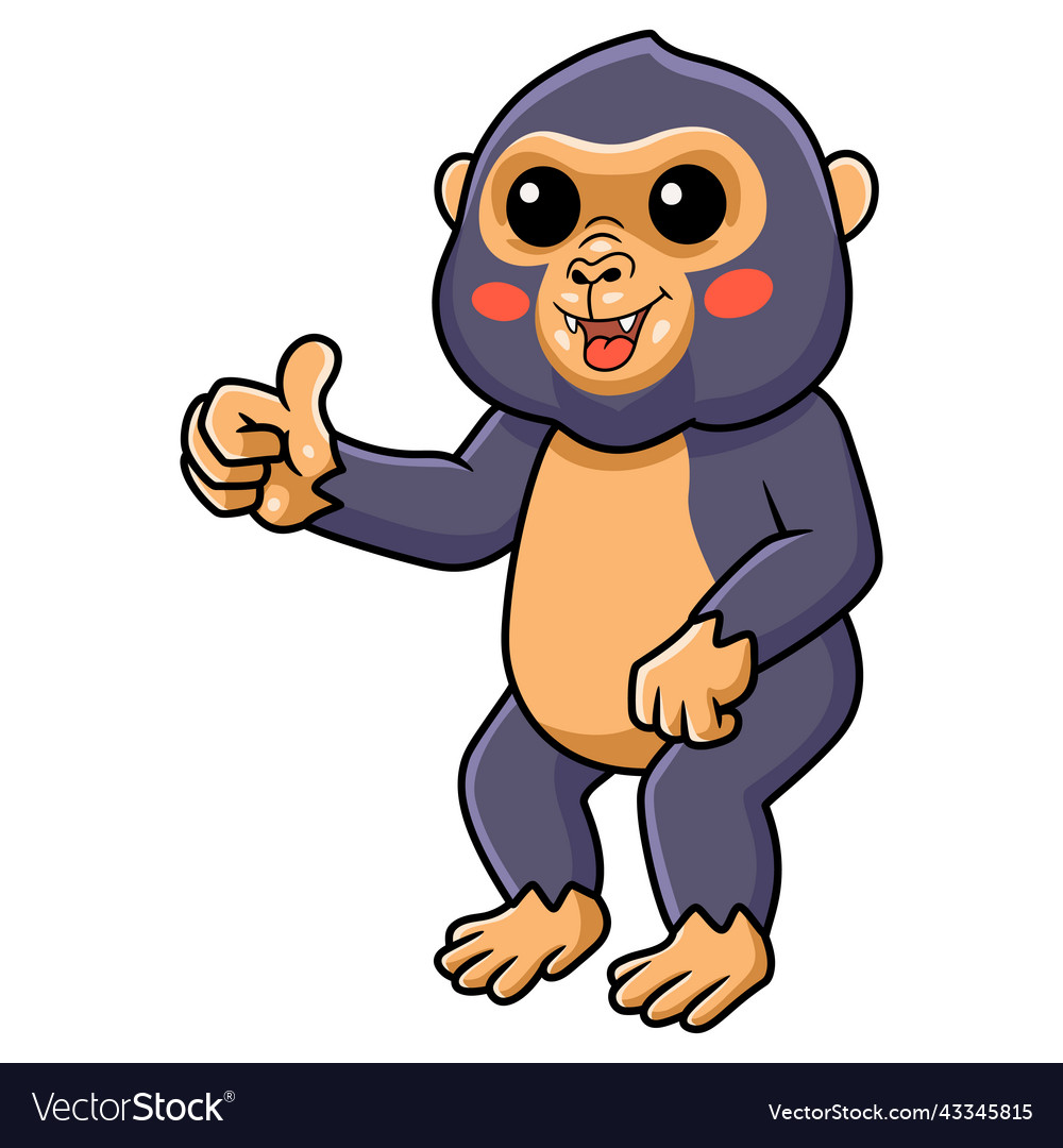 Süße kleine König kong Cartoon geben Daumen nach oben vector image Süße kleine König kong Cartoon geben Daumen nach oben