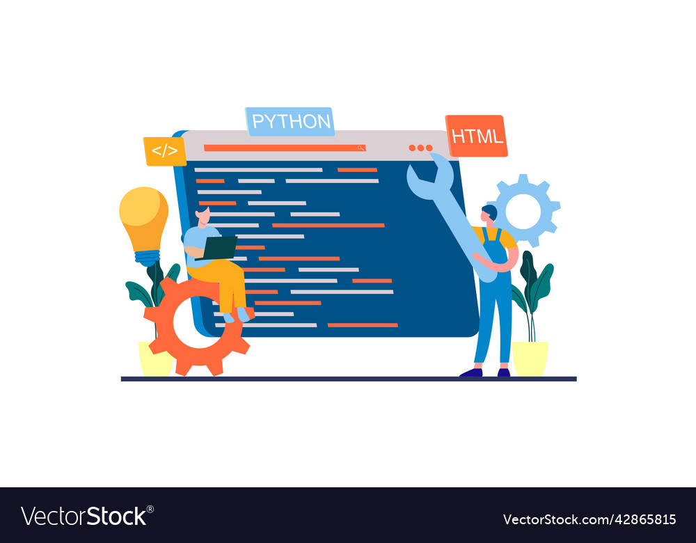 Developing programming and coding technologies vector image Developing programming and coding technologies