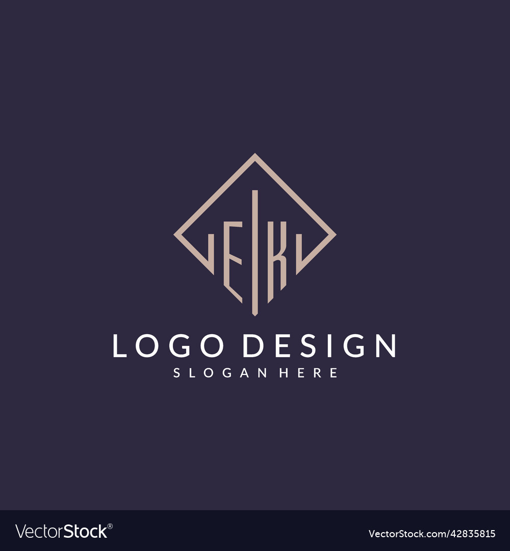 EK Monogram Initial Logo - Rectangle Style