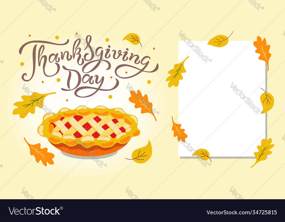 Happy thanksgiving day greeting card tasty pie