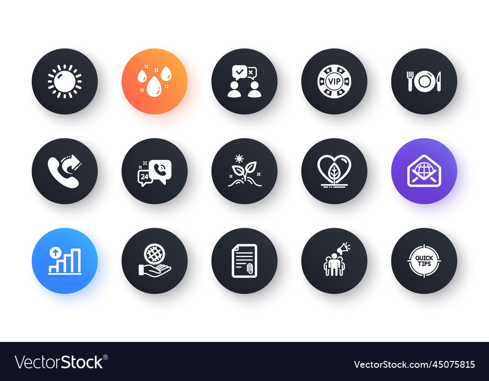 Minimal set of share call attachment and 24h vector image Minimal set of share call attachment and 24h