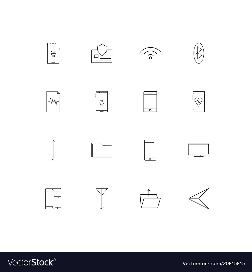 Network and database linear thin icons set