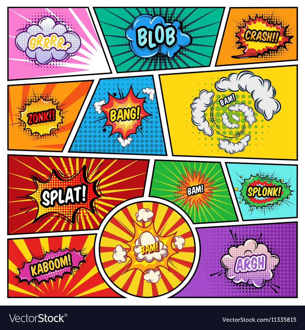 Noise effects comics page Royalty Free Vector Image