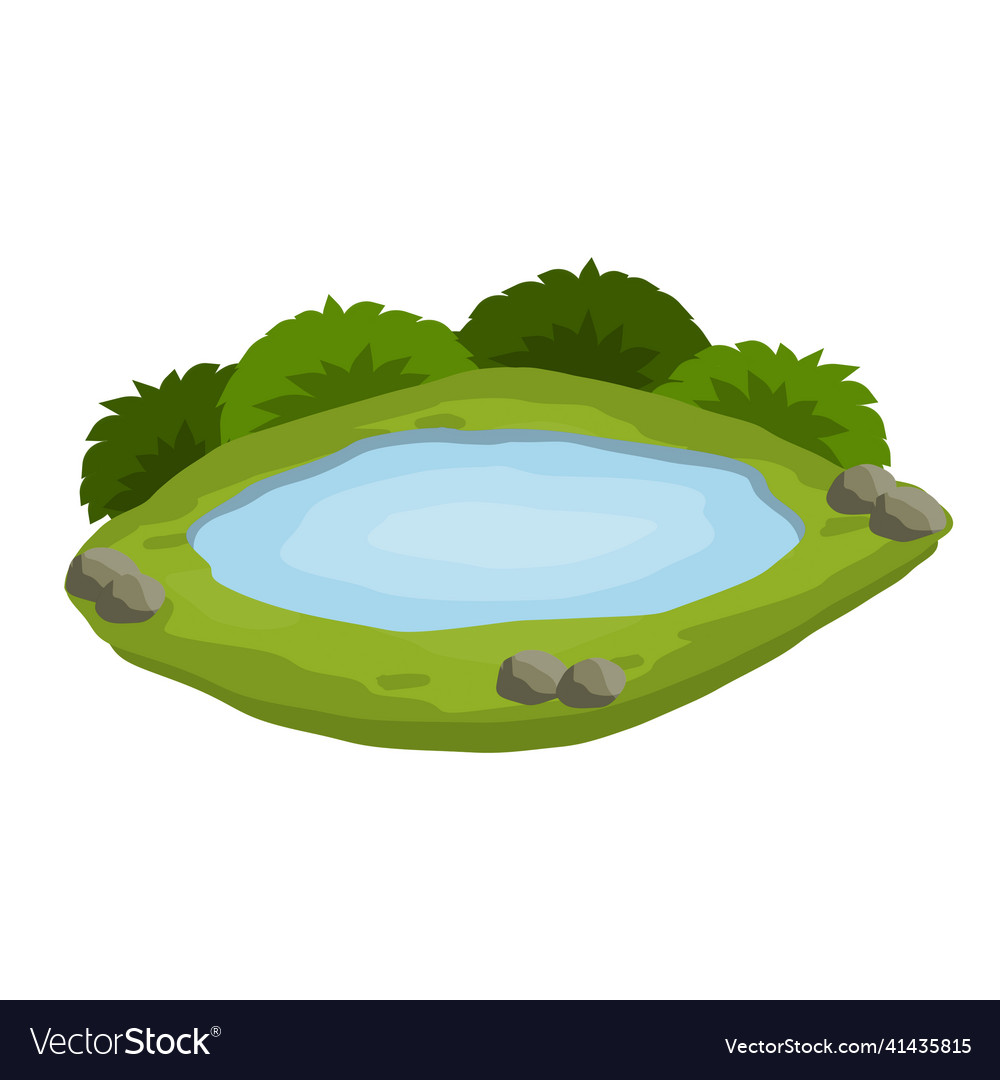 Pond and swamp lake flat cartoon Royalty Free Vector Image