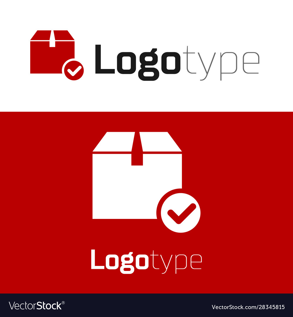 Red package box with check mark icon isolated Vector Image Red package box with check mark icon isolated