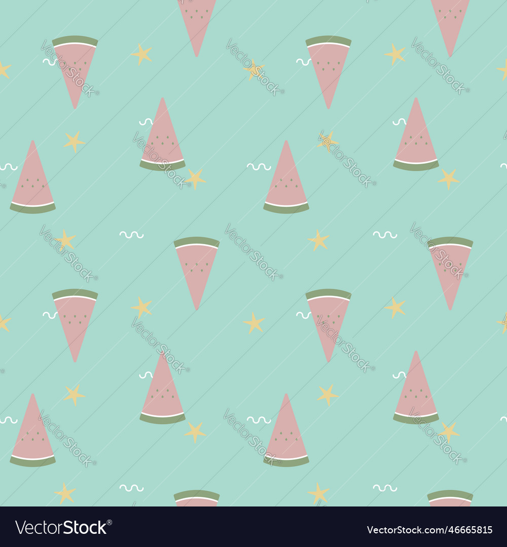 Seamless watermelon repeat pattern background vector image Seamless watermelon repeat pattern background