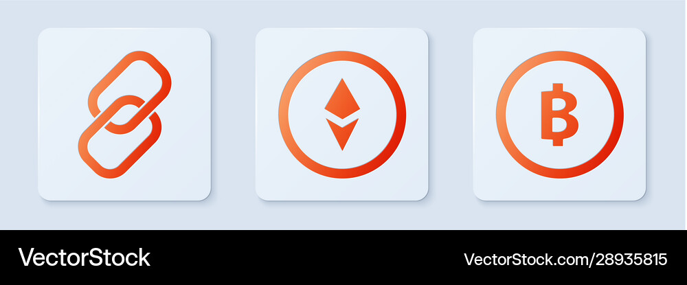 Set cryptocurrency coin ethereum eth chain link Vector Image