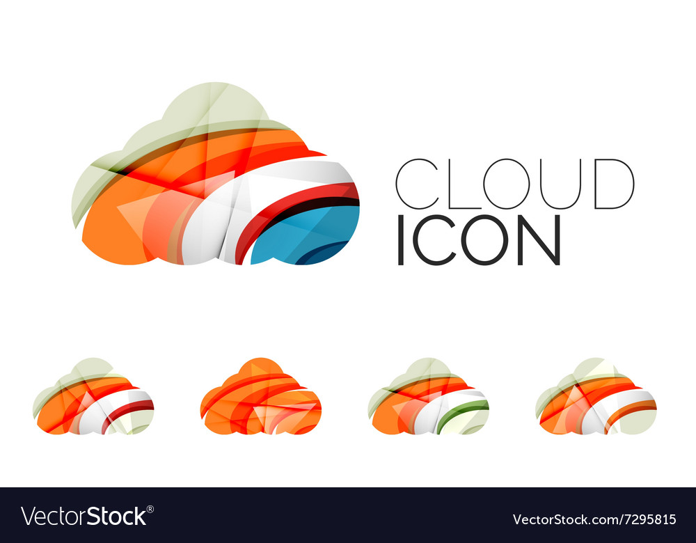 Set of abstract cloud computing icons business