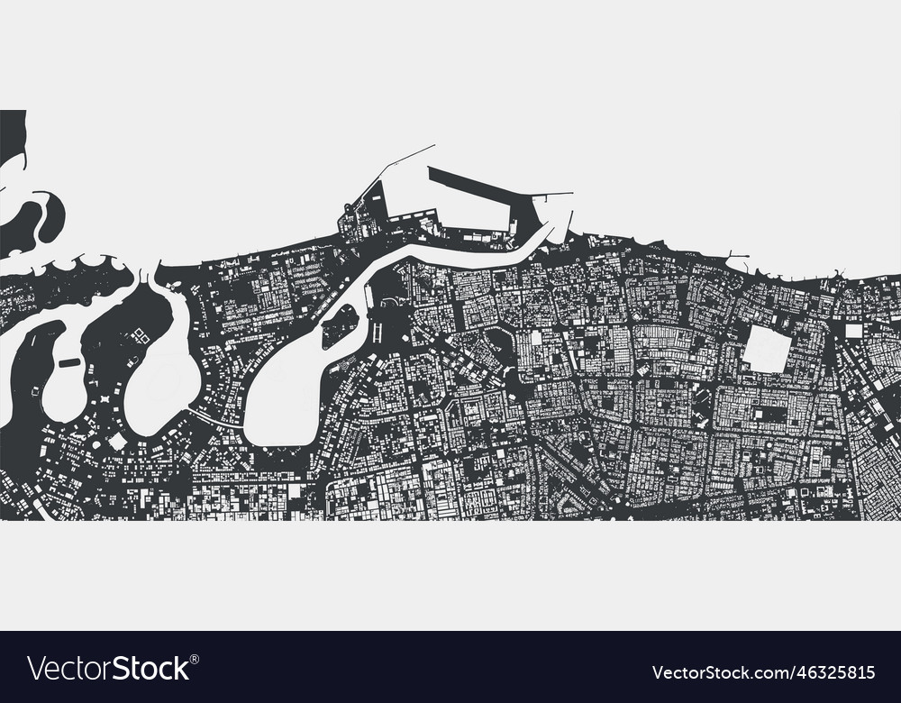 Sharjah map detailed black map of sharjah city Vector Image