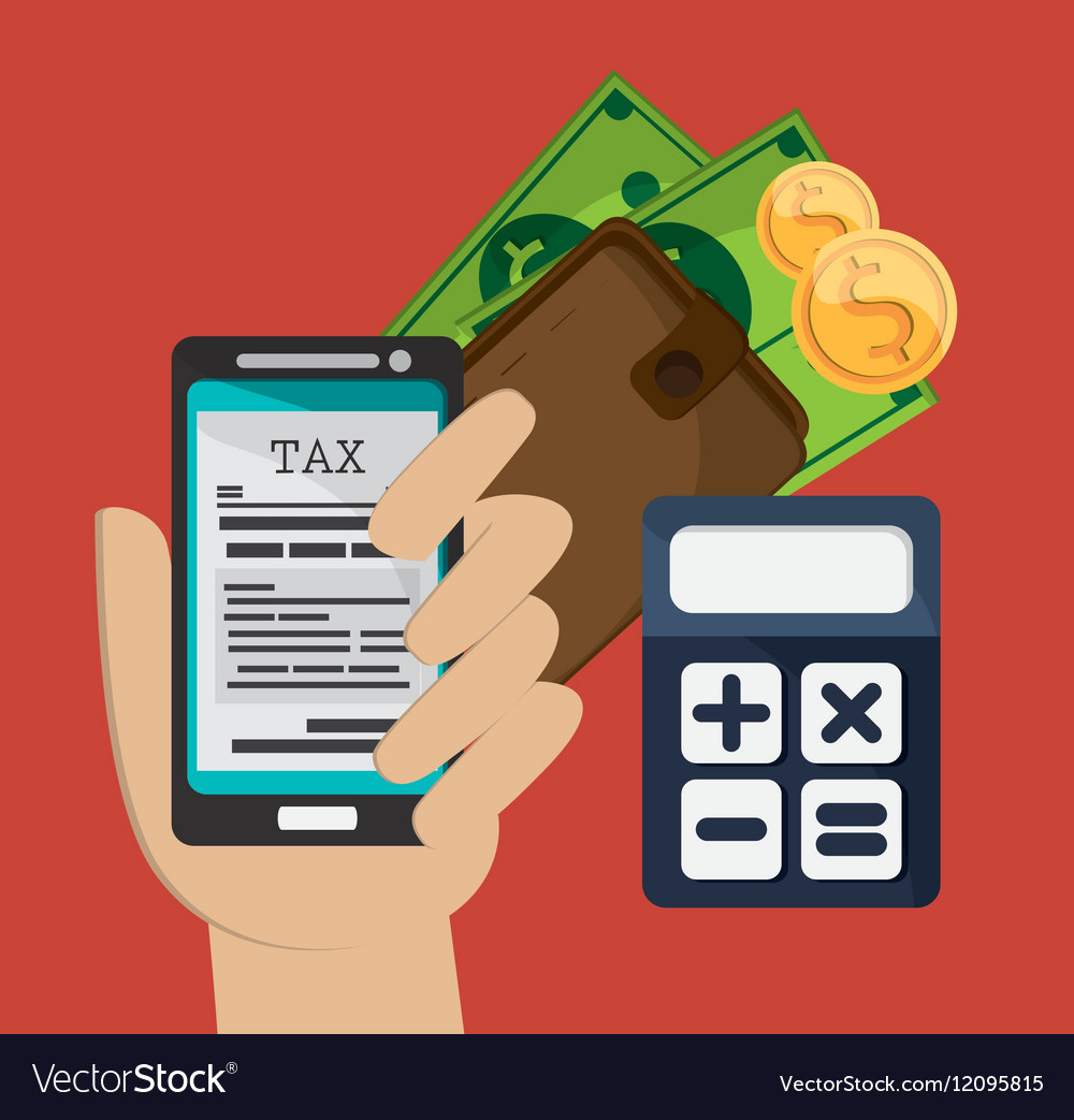 Smartphone and calculator icon tax financial Vector Image