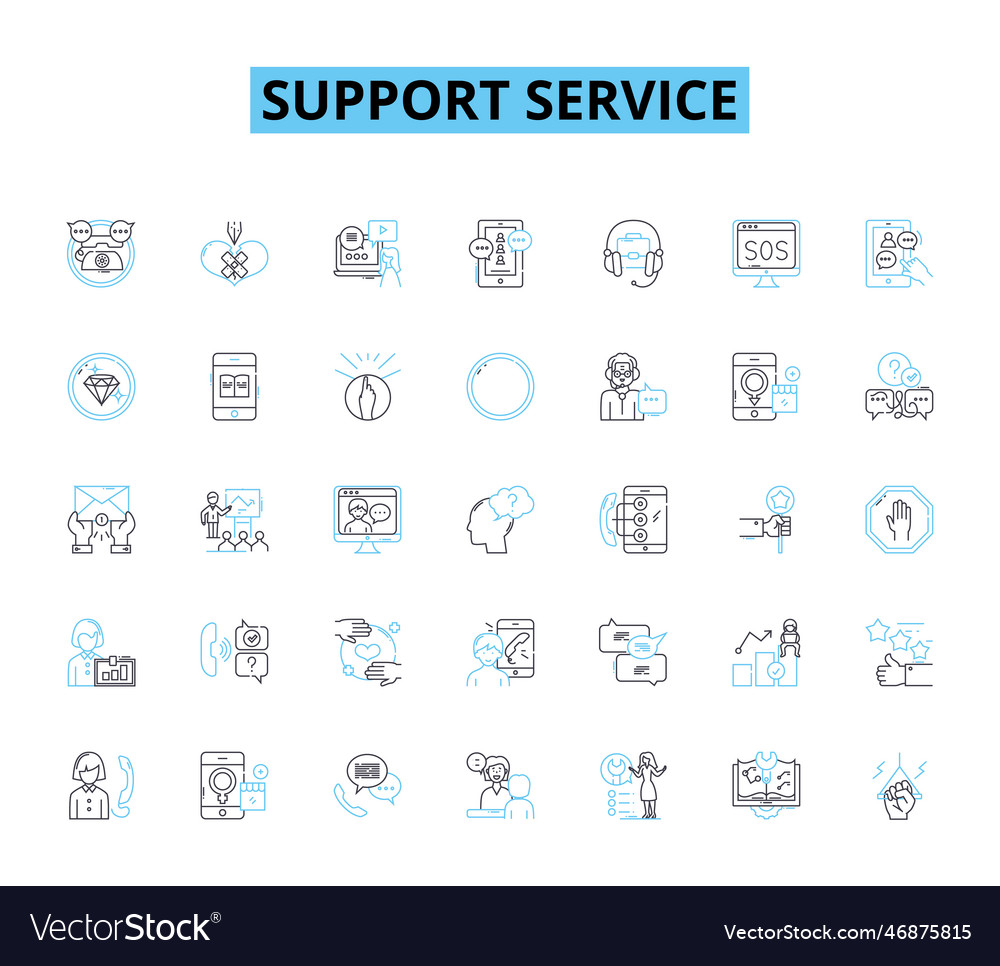 Support service linear icons set assistance help vector image Support service linear icons set assistance help