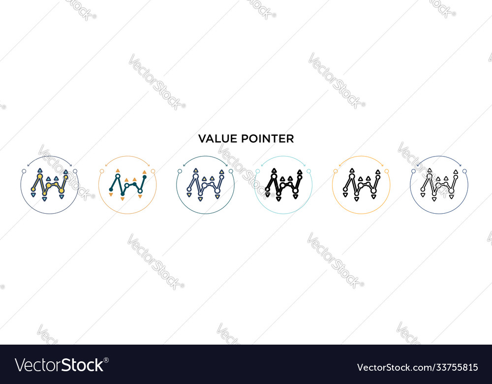 Value pointer icon in filled thin line outline