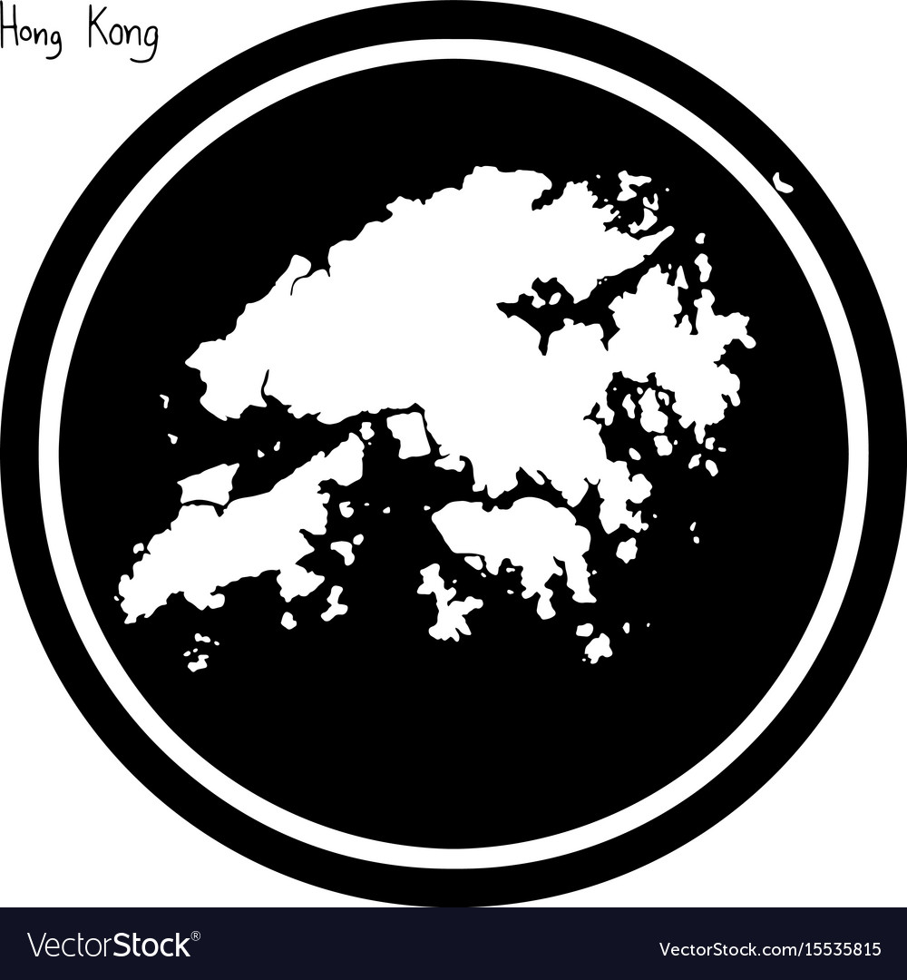 White map of hong kong on black Royalty Free Vector Image