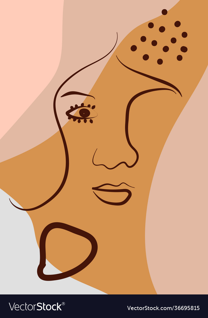 Womans face continuous line art abstract Vector Image Womans face continuous line art abstract
