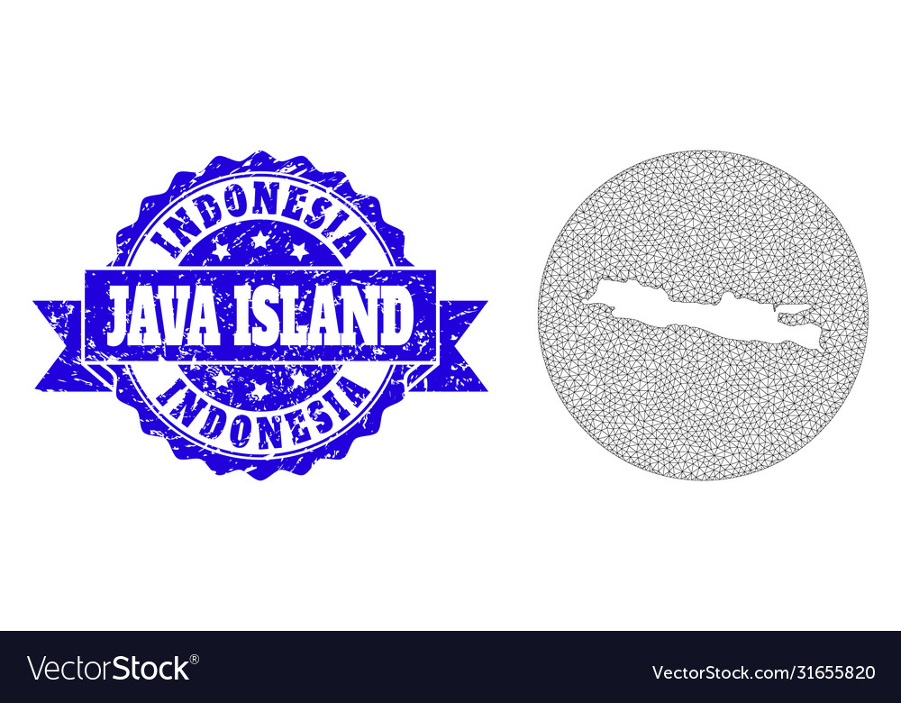 2d mesh round inverted map java island vector image 2d mesh round inverted map java island