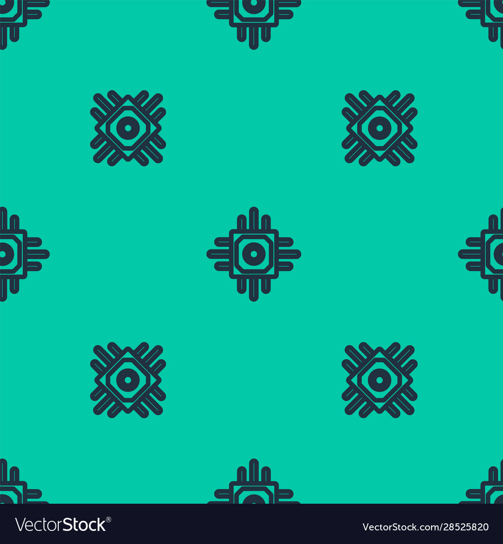 Blue line processor icon isolated seamless pattern Vector Image Blue line processor icon isolated seamless pattern