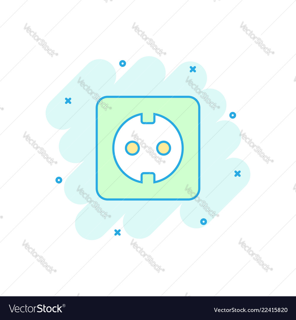 Cartoon extension cord sign icon in comic style