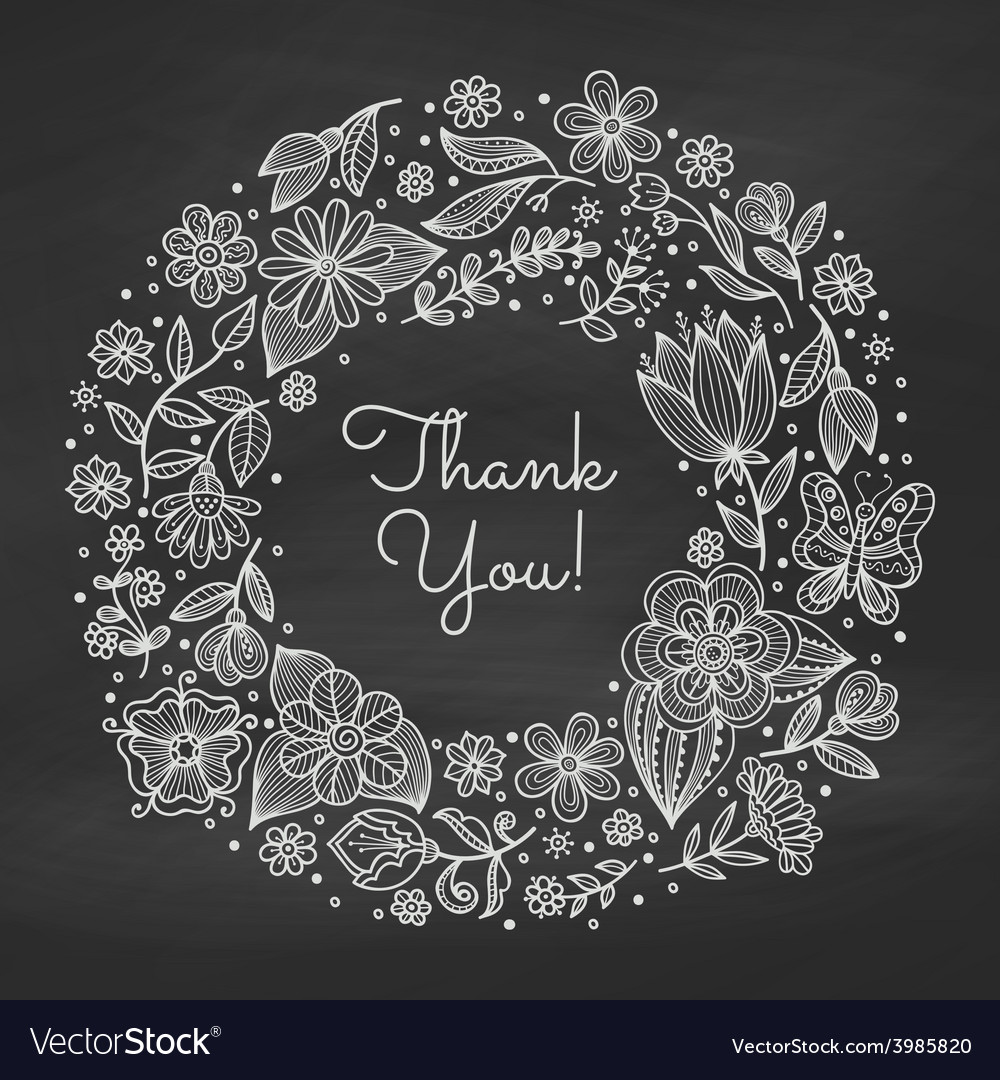 Chalk floral wreath Royalty Free Vector Image VectorStock